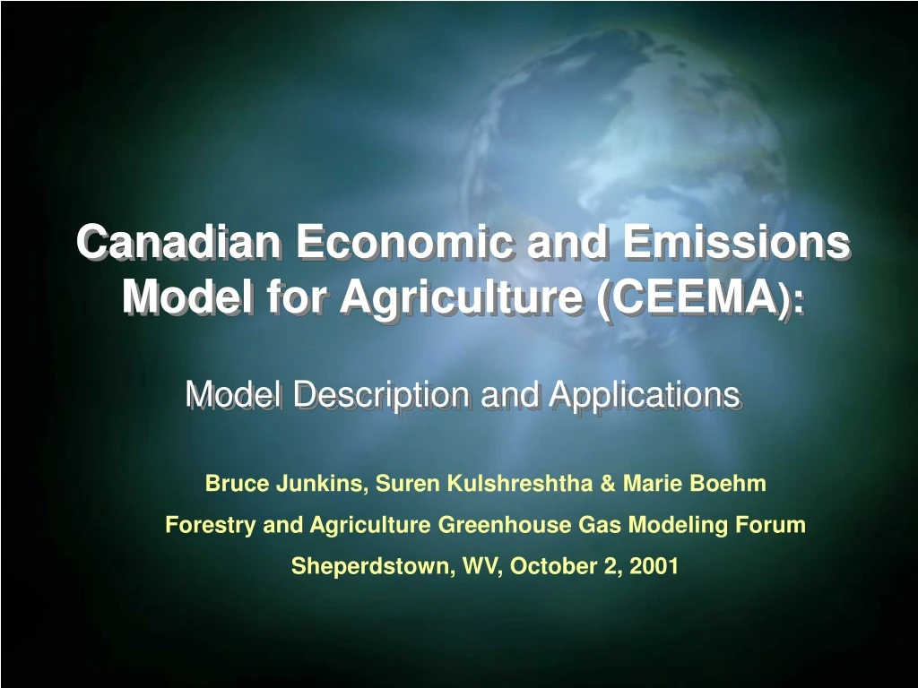 canadian economic and emissions model for agriculture ceema model description and applications