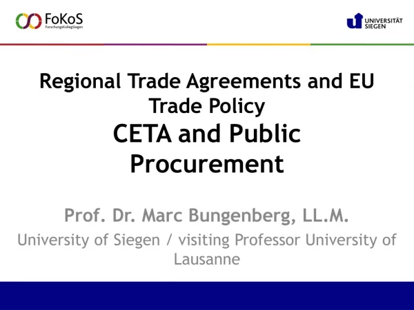 Regional Trade Agreements and EU Trade Policy CETA and Public Procurement