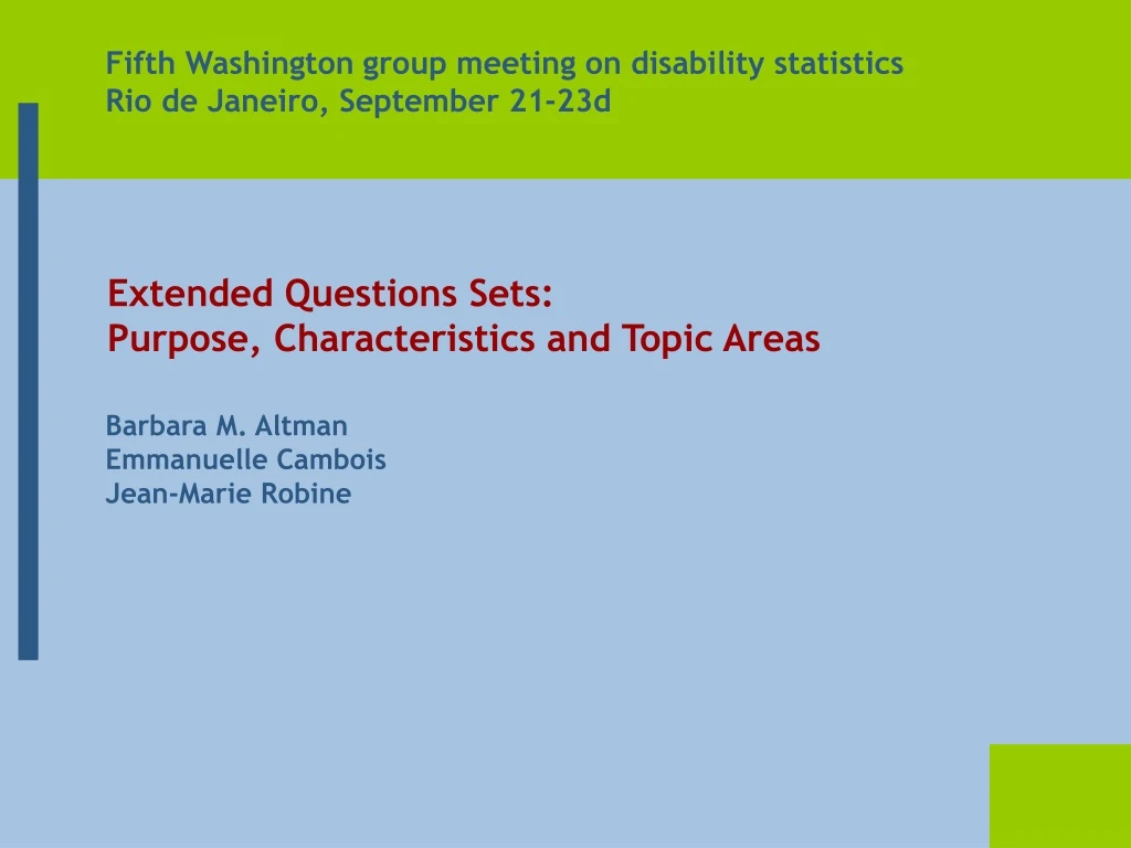 fifth washington group meeting on disability