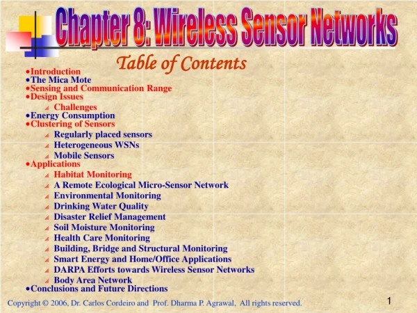 Chapter 8: Wireless Sensor Networks
