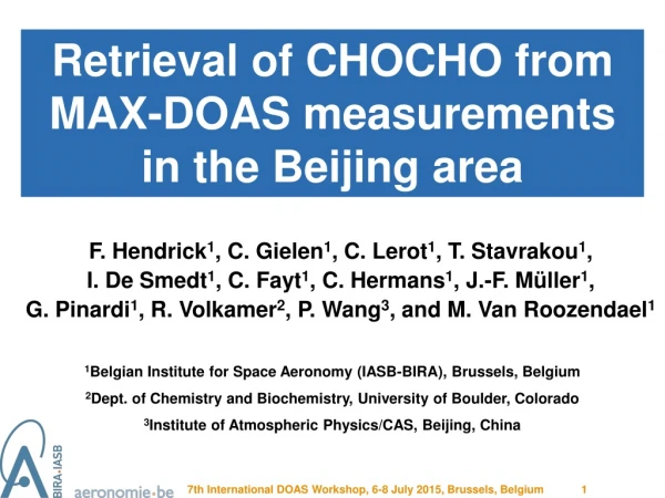 Retrieval of CHOCHO from MAX-DOAS measurements in the Beijing area