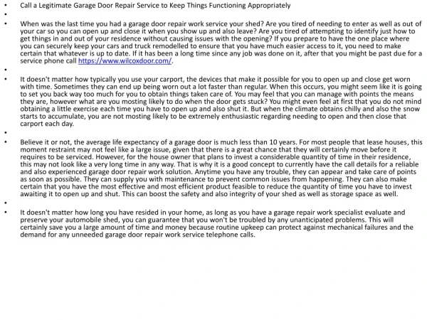 call a legitimate garage door repair service