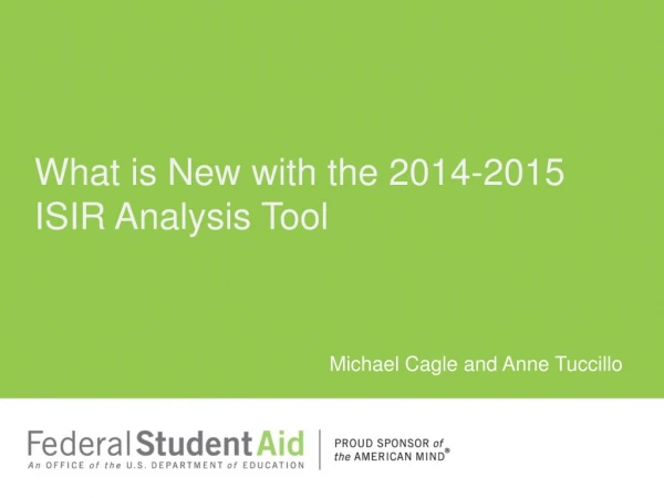 What is New with the 2014-2015 ISIR Analysis Tool