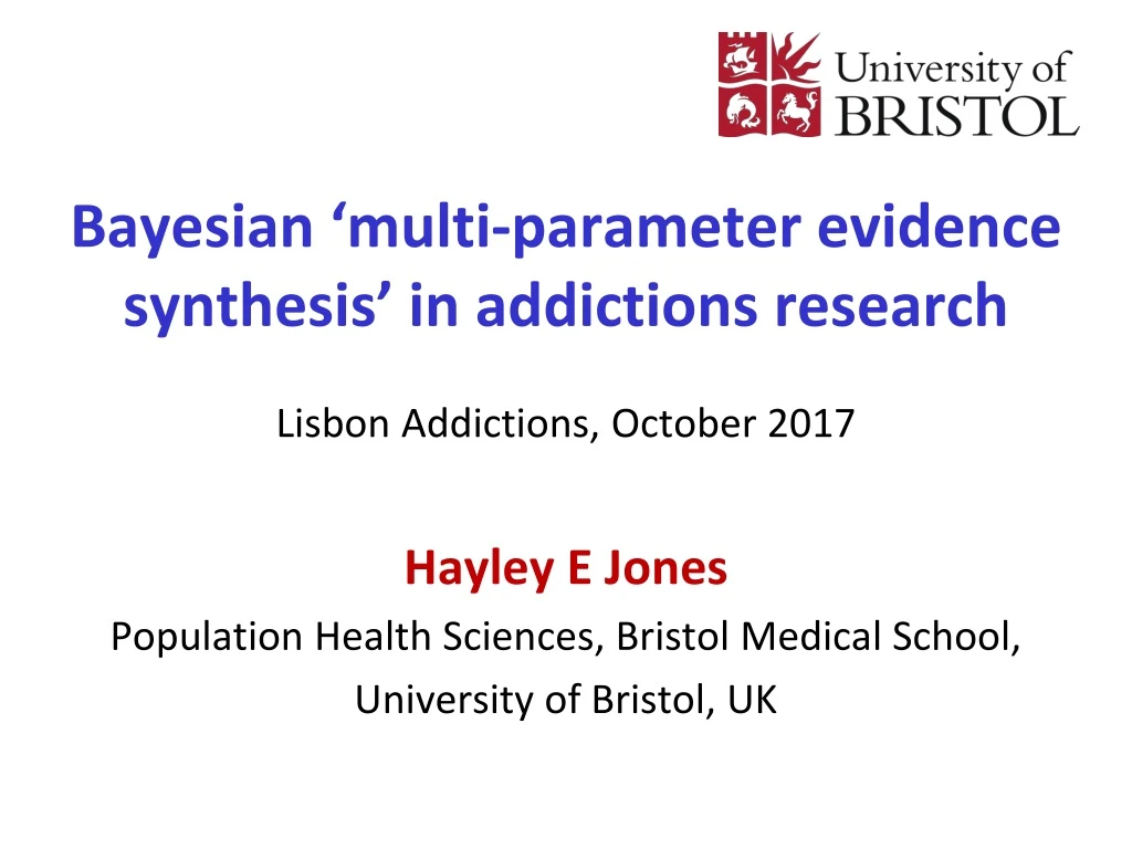 bayesian multi parameter evidence synthesis in addictions research
