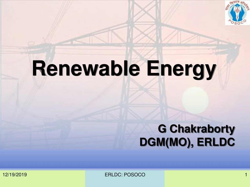 renewable energy g chakraborty dgm mo erldc