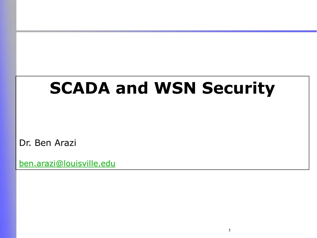 scada and wsn security dr ben arazi