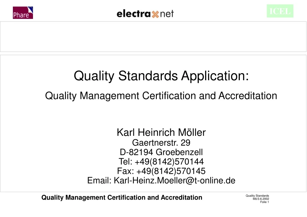 quality standards application quality management