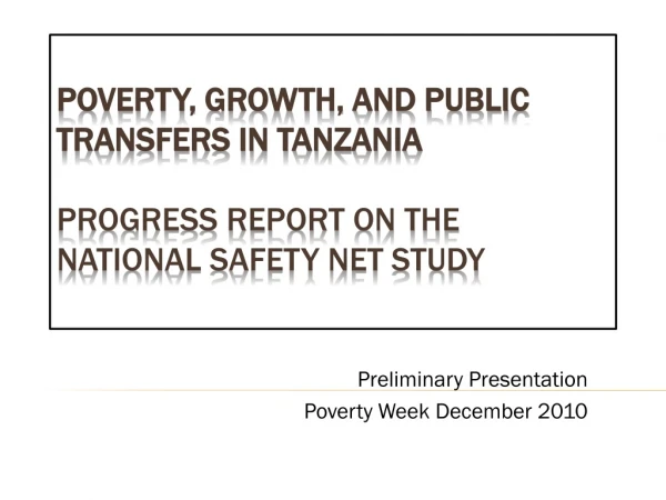 Preliminary Presentation Poverty Week December 2010