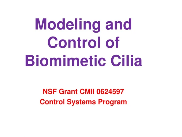 Modeling and Control of Biomimetic Cilia
