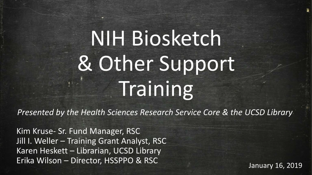nih biosketch other support training