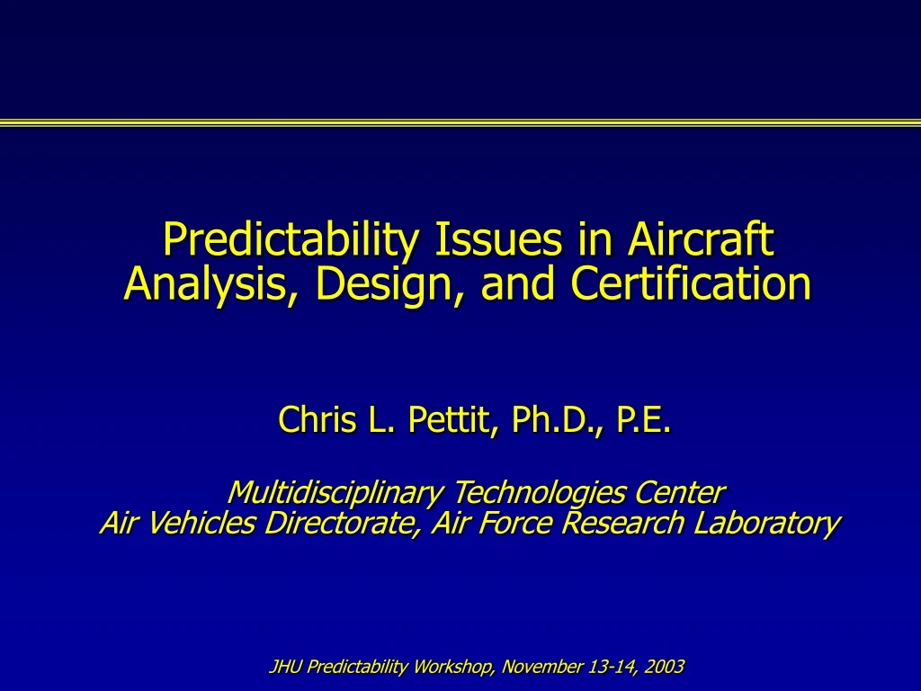 predictability issues in aircraft analysis design