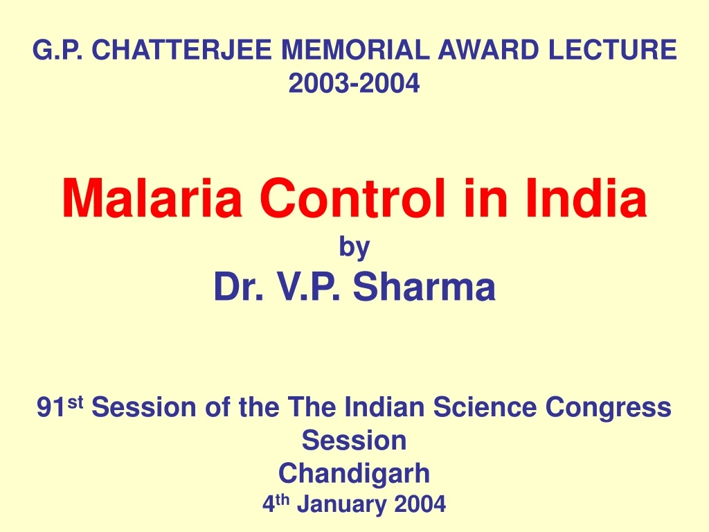 g p chatterjee memorial award lecture 2003 2004