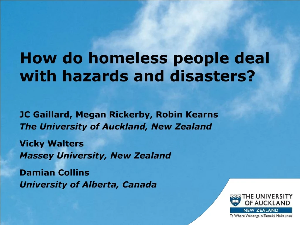 how do homeless people deal with hazards and disasters