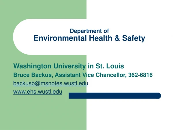 Department of  Environmental Health &amp; Safety