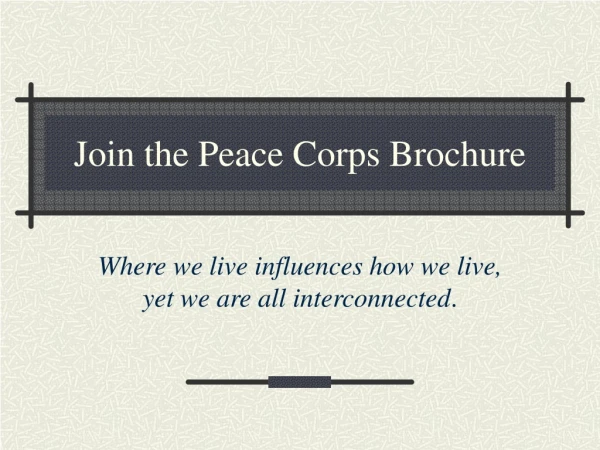 Join the Peace Corps Brochure