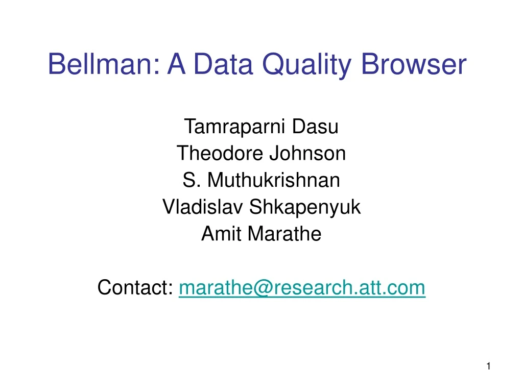 bellman a data quality browser
