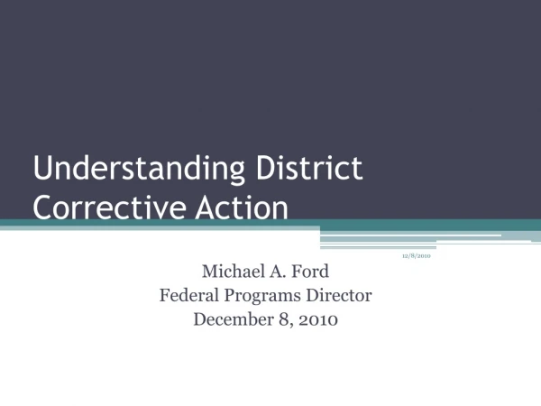 Understanding District Corrective Action
