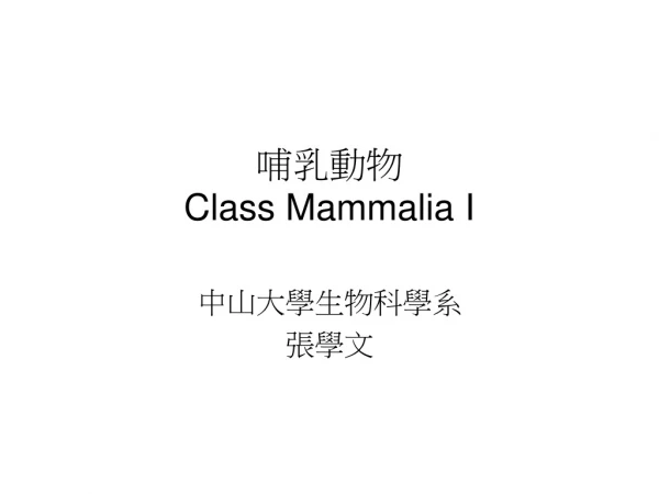 哺乳動物 Class Mammalia I