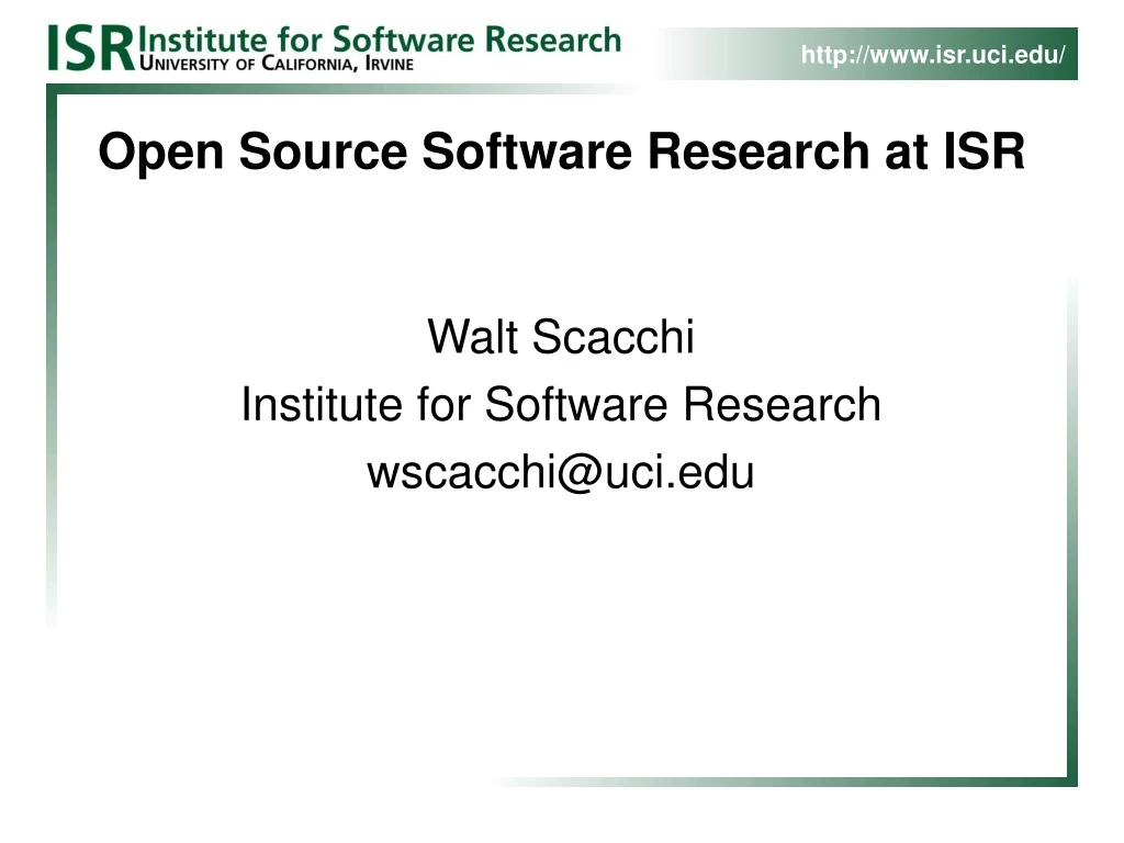 open source software research at isr