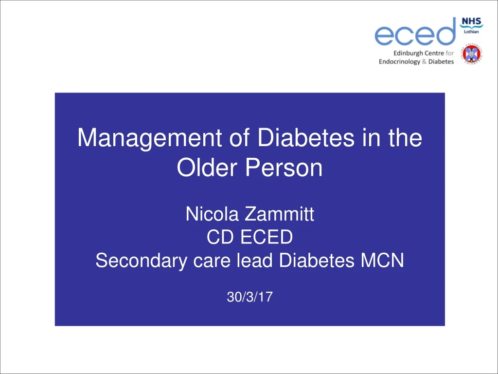 management of diabetes in the older person nicola