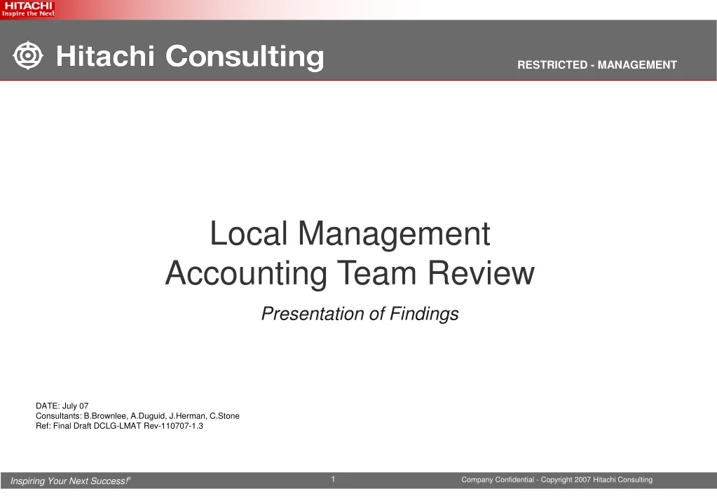 local management accounting team review