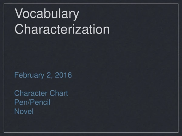 Vocabulary Characterization