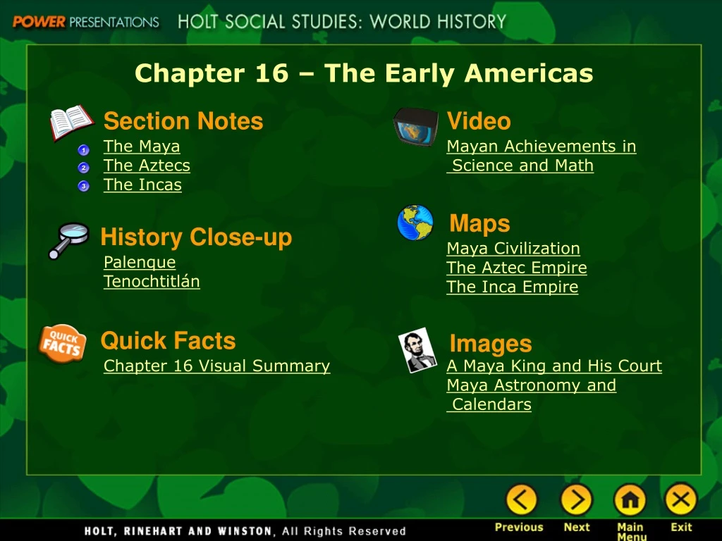 chapter 16 the early americas