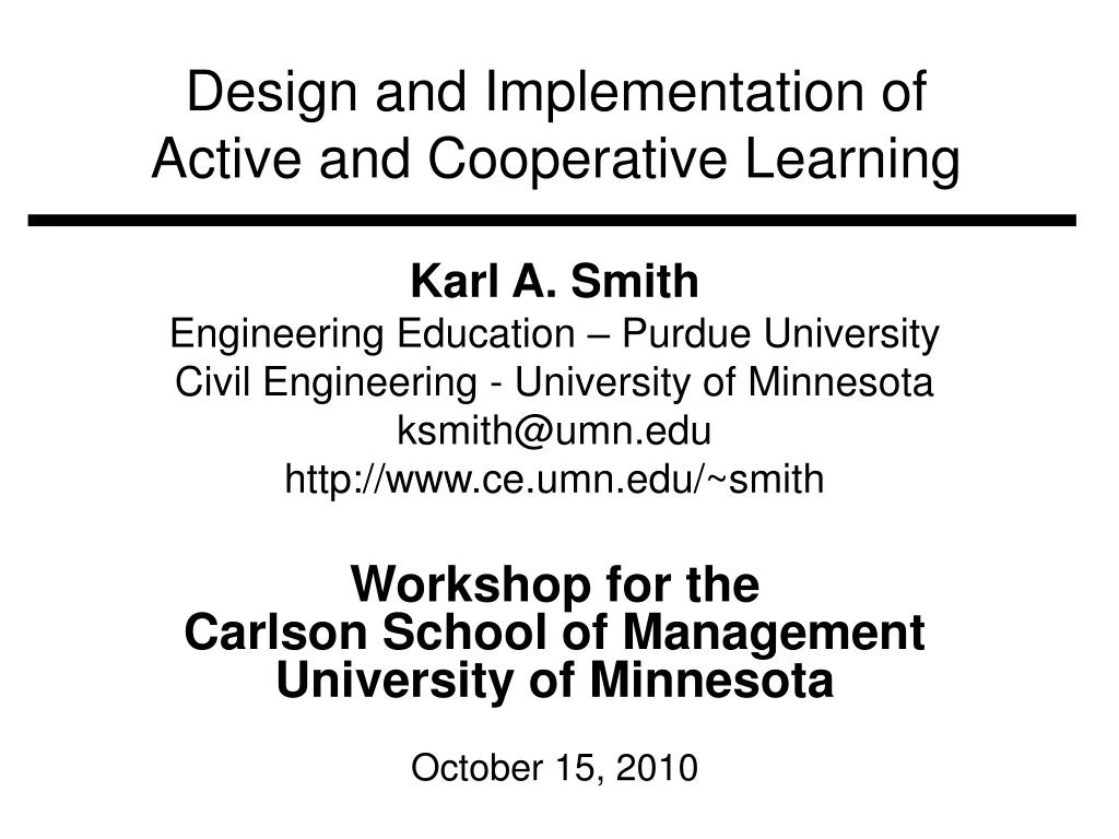 design and implementation of active and cooperative learning