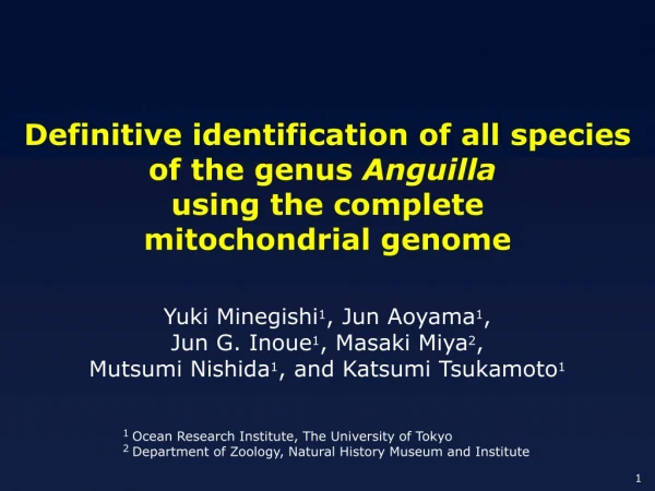 Definitive identification of all species of the genus  Anguilla using the complete