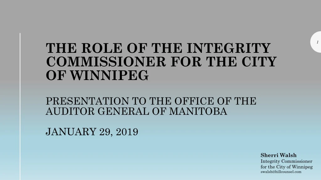 the role of the integrity commissioner