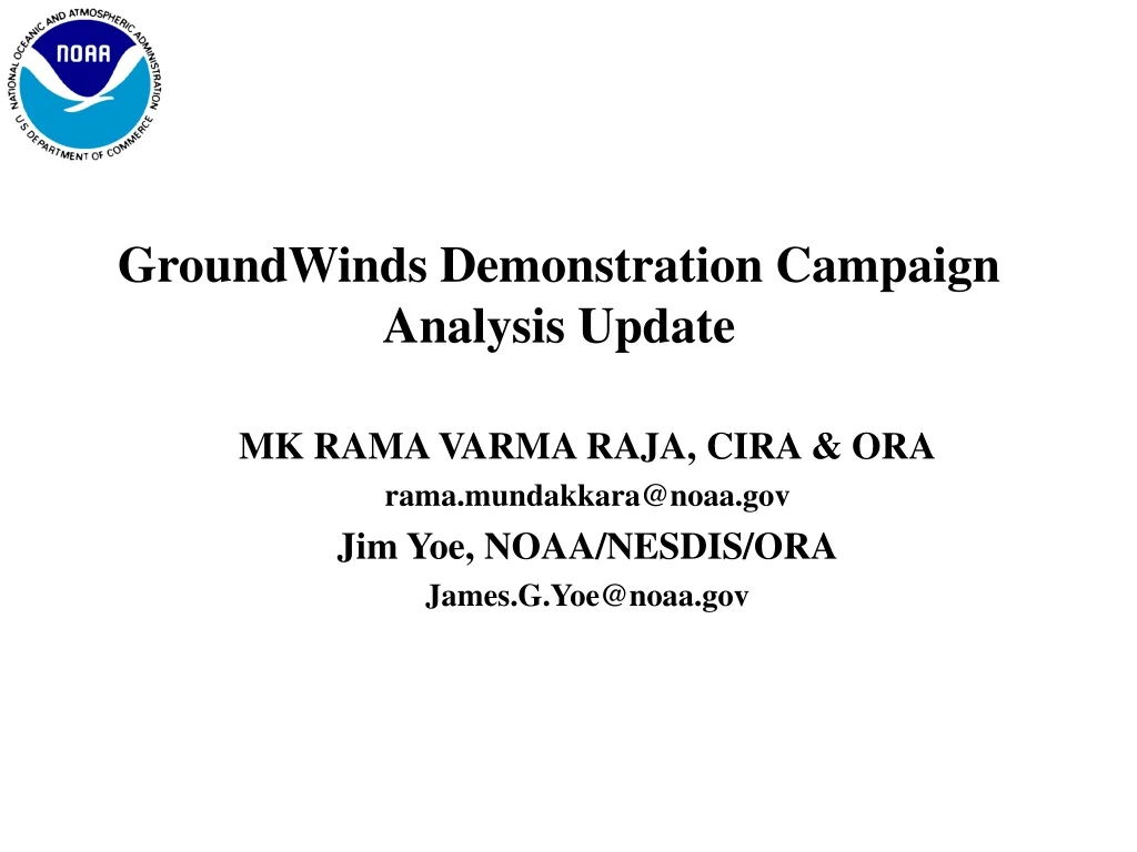 groundwinds demonstration campaign analysis update