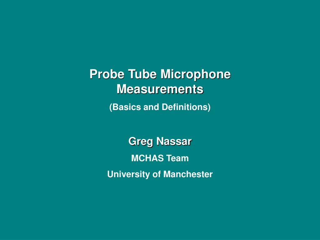 probe tube microphone measurements basics