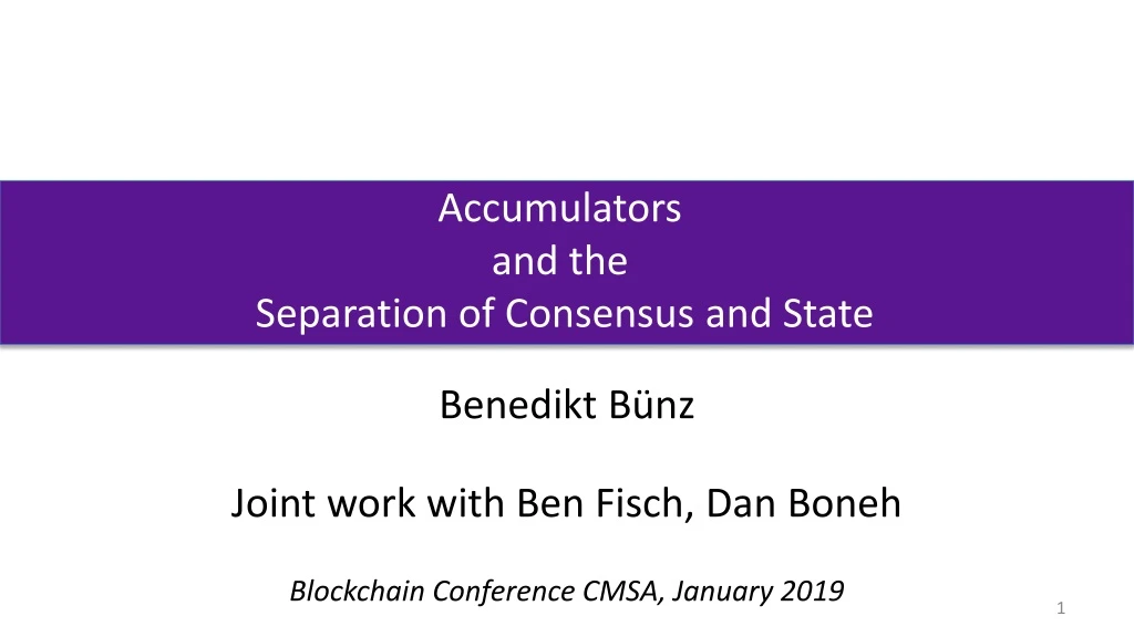 accumulators and the separation of consensus and state