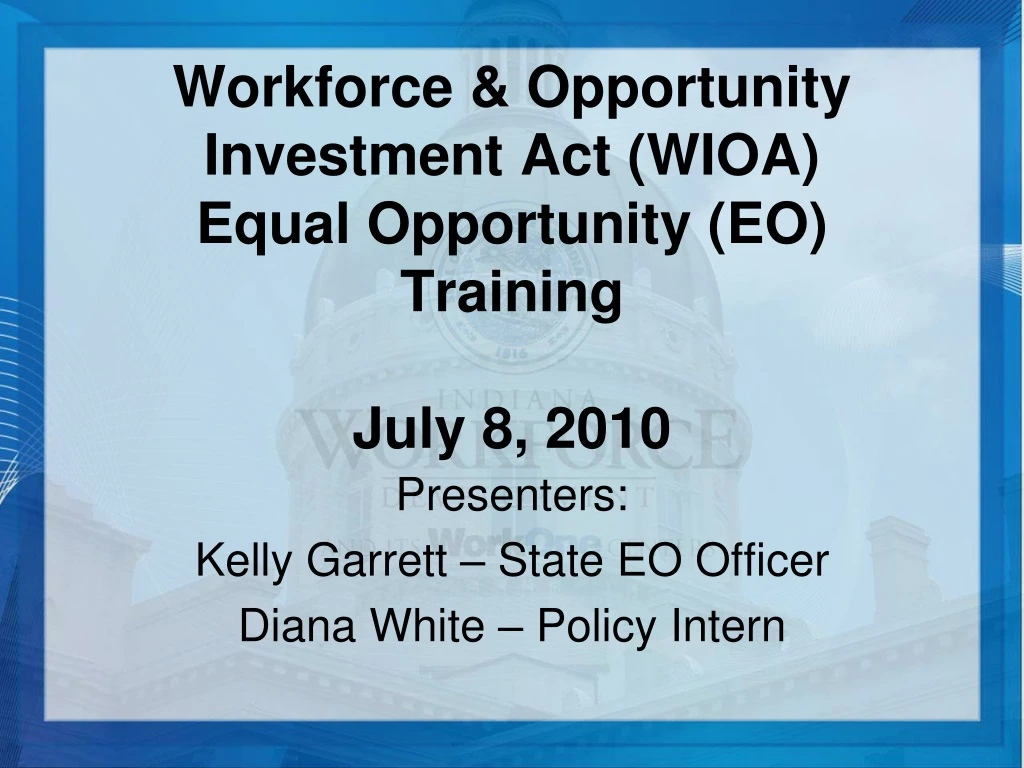 workforce opportunity investment act wioa equal opportunity eo training july 8 2010