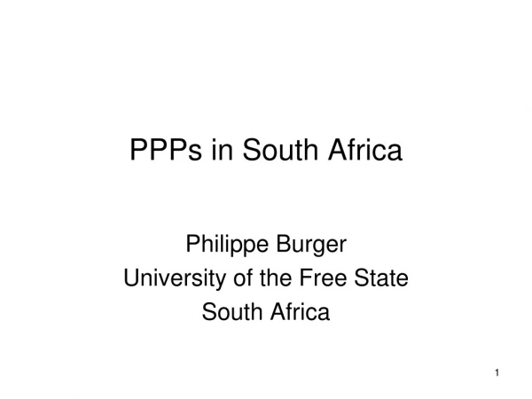 PPPs in South Africa