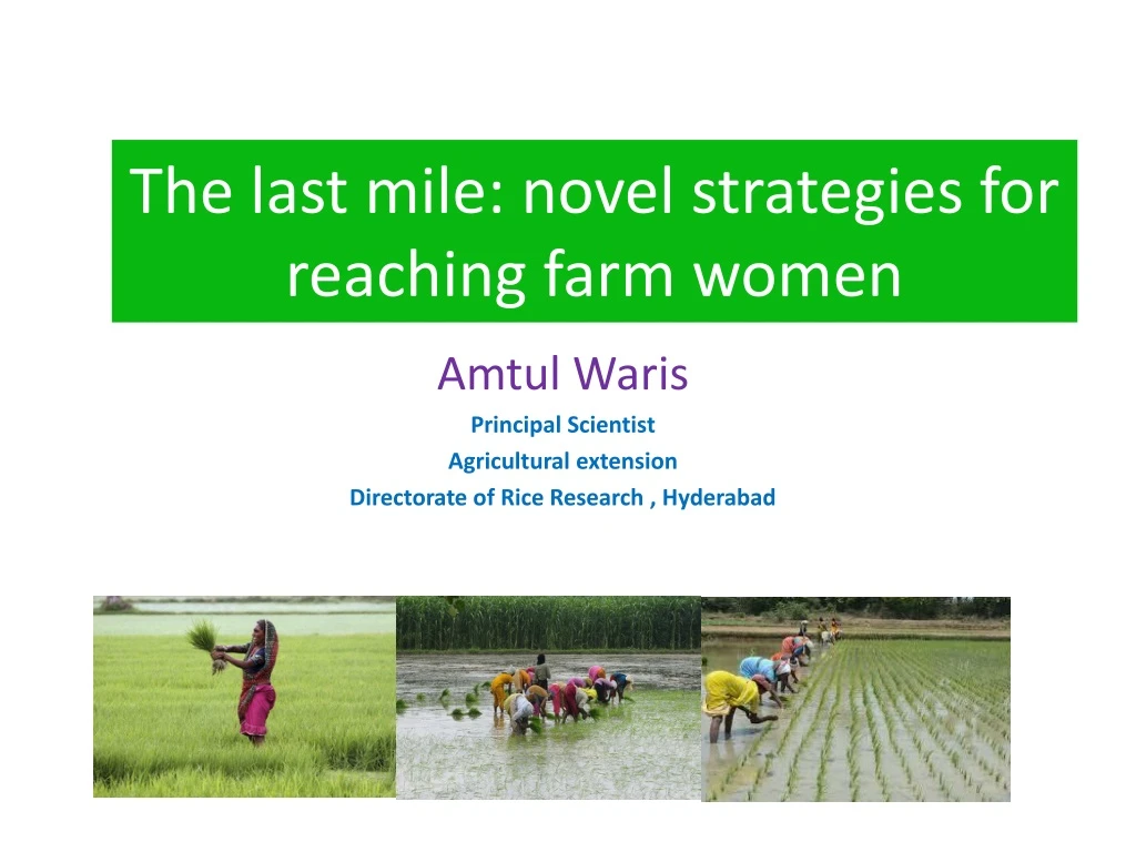 the last mile novel strategies for reaching farm women