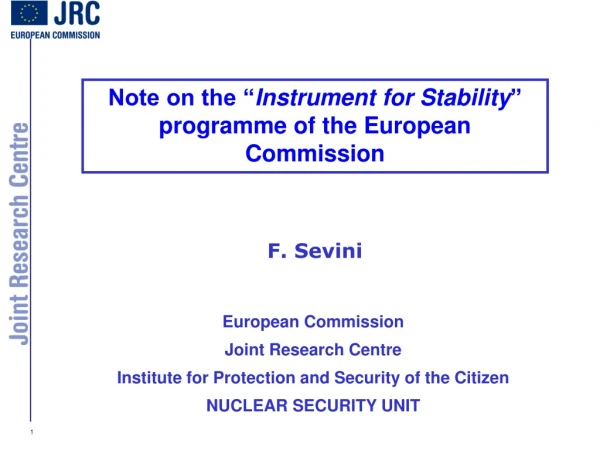 Note on the “ Instrument for Stability ” programme of the European Commission