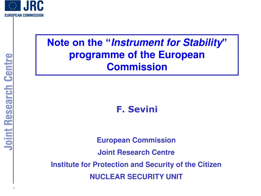 note on the instrument for stability programme