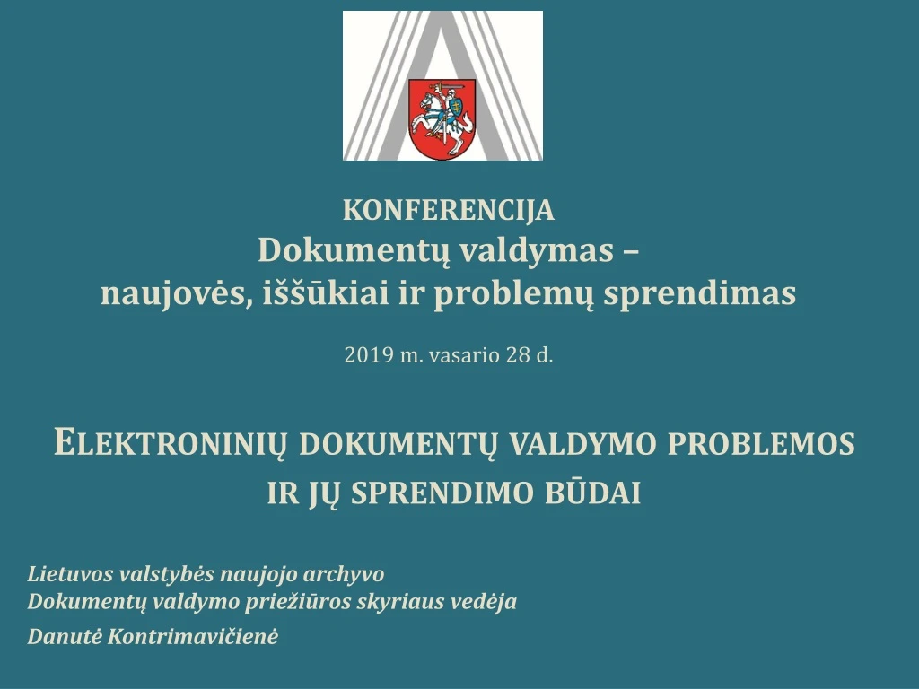 elektronini dokument valdymo problemos ir j sprendimo b dai