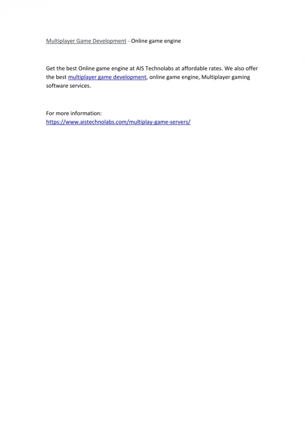 multiplayer game development online game engine