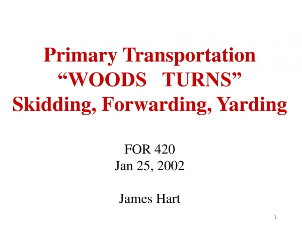 THIS WEEK’S TOPIC - PRIMARY TRANSPORT “TURNS IN THE WOODS”