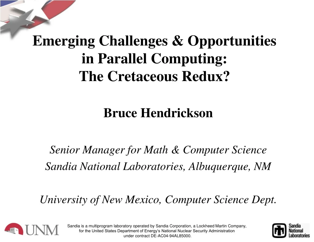 emerging challenges opportunities in parallel computing the cretaceous redux