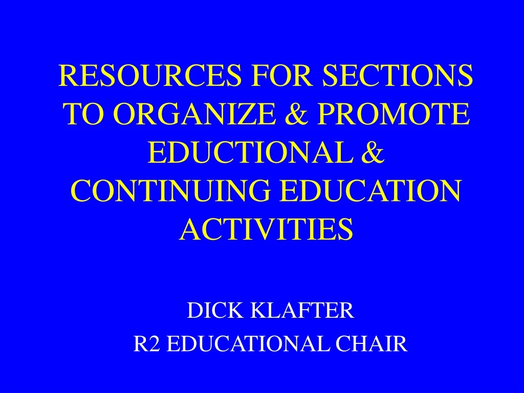 resources for sections to organize promote