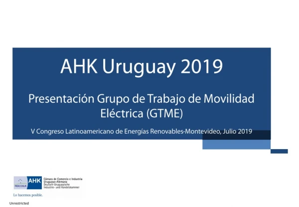AHK Uruguay 201 9 Presentación Grupo de Trabajo de Movilidad Eléctrica (GTME)