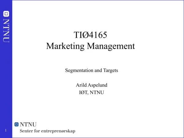 TIØ4165 Marketing Management