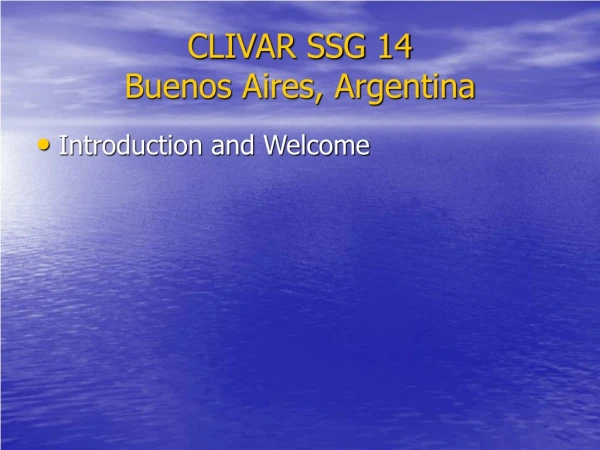 CLIVAR SSG 14 Buenos Aires, Argentina