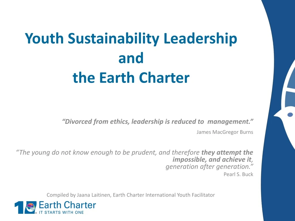 youth sustainability leadership and the earth charter