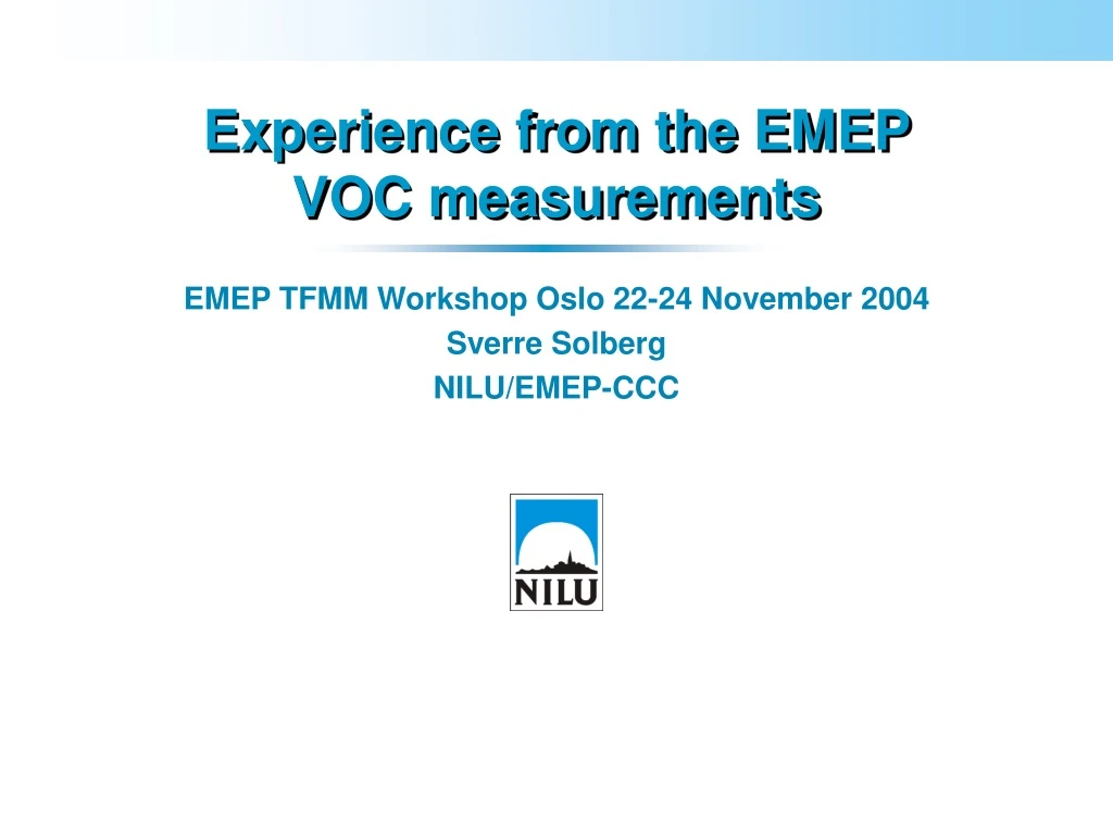 experience from the emep voc measurements