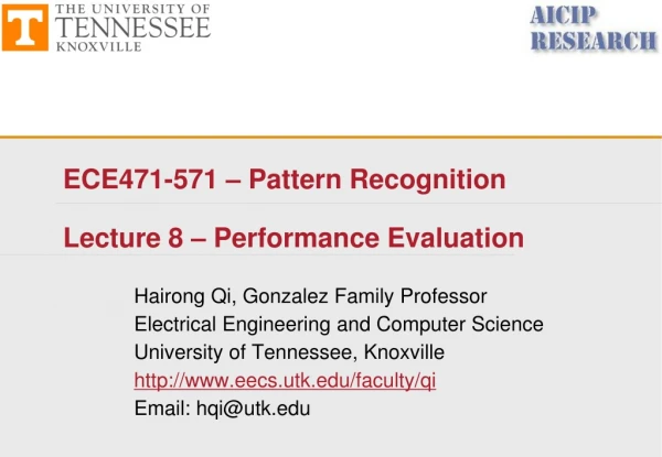 ECE471-571 – Pattern Recognition Lecture 8 – Performance Evaluation