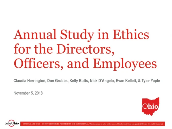 Annual Study in Ethics for the Directors, Officers, and Employees